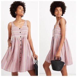 Madewell Scoopneck Tank Dress in Rainbow Stripe